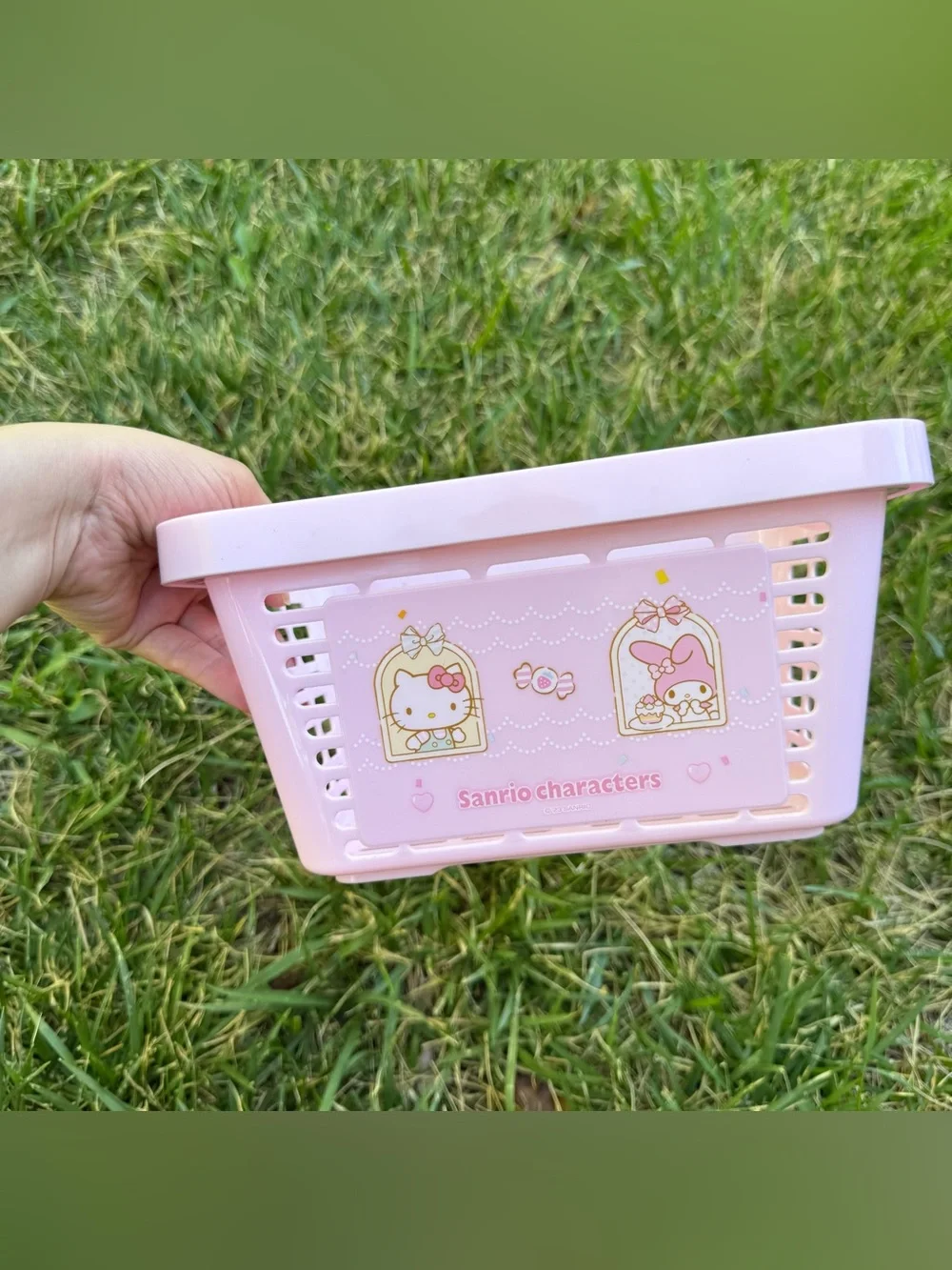 Sanrio Hello Kitty My Melody Pastel Pink Kawaii Mini Storage Shopping Basket